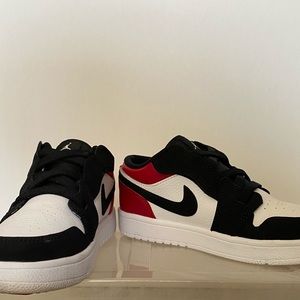 Black white red Jordan Ones